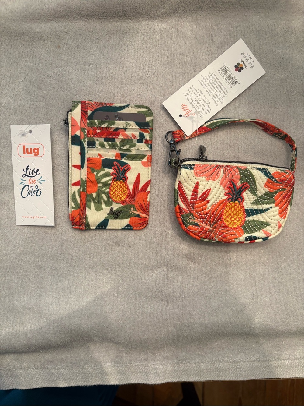 lug Pineapple Floral Lush Luau Slide Card Holder & Disco Mini Pouch